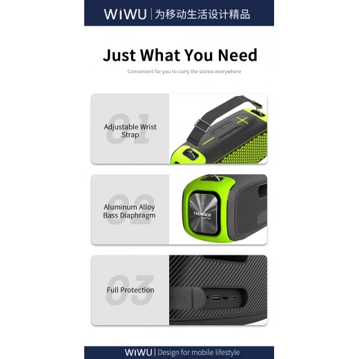 مكبر صوت WiWU P16 Max اللاسلكي بتقنية البلوتوث مع ميكروفونين وحزام - وي وُو - Image 12
