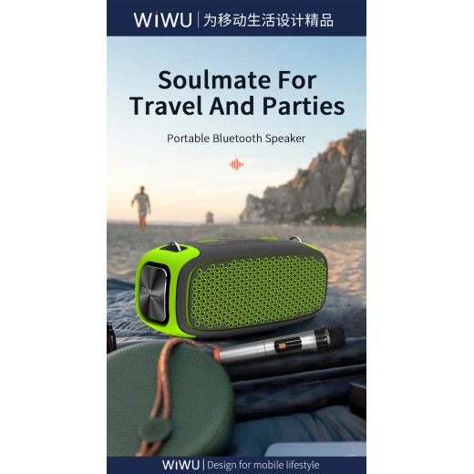 مكبر صوت WiWU P16 Max اللاسلكي بتقنية البلوتوث مع ميكروفونين وحزام - وي وُو - Image 4