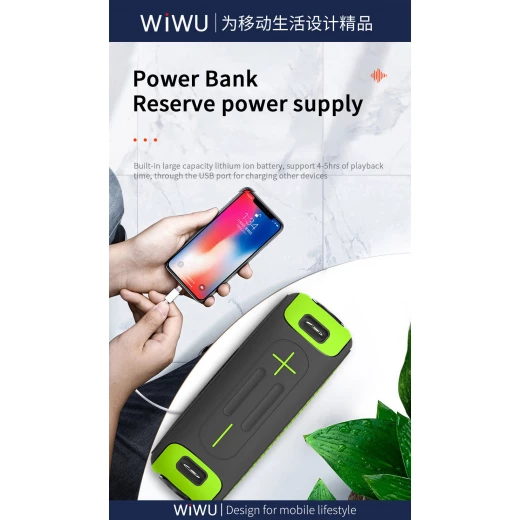 مكبر صوت WiWU P16 Max اللاسلكي بتقنية البلوتوث مع ميكروفونين وحزام - وي وُو - Image 5
