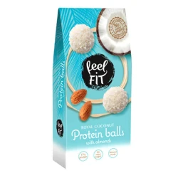 Feel Fit Royal Coconut Protein Balls 63g, 17% Protein, No Added Sugar, Coconut & Almond Protein Filling, Coated with Coconut Shavings, Vegetarian Snack