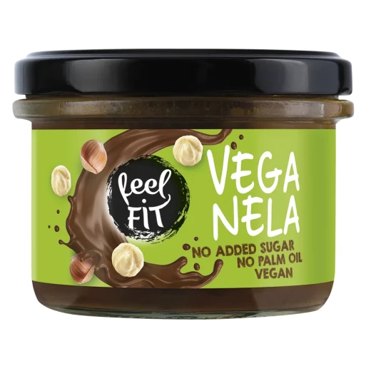 كريمة دهن نباتية بالبروتين Feel Fit Veganela، 200 جم، خالية من السكر المضاف والحليب، بطعم لذيذ، خيار نباتي مثالي للسندويتشات والحلويات - Feel fit - Image 2