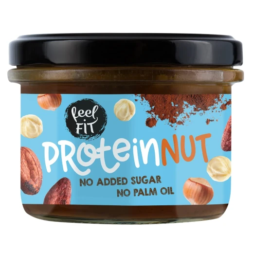 كريمة شوكولاتة بالبندق خالية من السكر المضاف Feel Fit Protein Nut، 200 جم، مع الكاكاو وبروتين مصل الحليب، محلاة بالمالتيتول، مثالية للسندويتشات والحلويات - Feel fit - Image 2