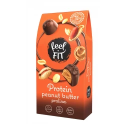 Feel Fit Protein Peanut Butter Pralines 66g, Belgian Milk Chocolate with Peanut Butter Filling, 17% Protein, No Added Sugar, Gluten-Free, Rich & Delicious