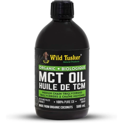 Wild Tusker Organic Premium MCT Oil (Fractionated Coconut Oil), 100% C8 Caprylic Acid, 500ml | Non-GMO, Cold pressed without chemicals | Keto Friendly, Kosher Checked, Vegetarian - Wild tusker - Image 2