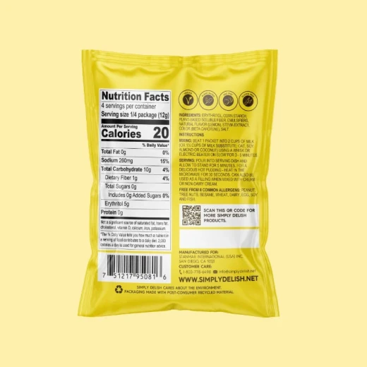Simply Desserts Sugar-Free Lemon Pudding Mix 48g, Gluten-Free & Plant-Based, 4g Net Carbs, 25 Calories, Low Carb, Perfect for Ninja Creami Recipes - Simply desserts - Image 2