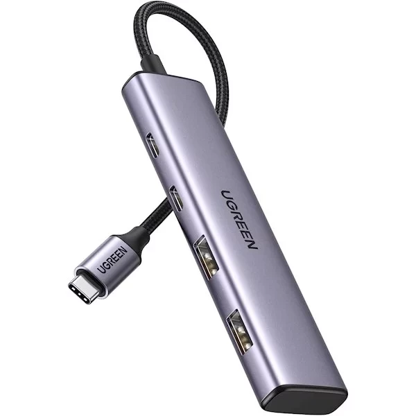 محول يو جرين CM473 USB-C 4 في 1 متعدد المنافذ رمادي هيكل ألومنيوم - يوجرين