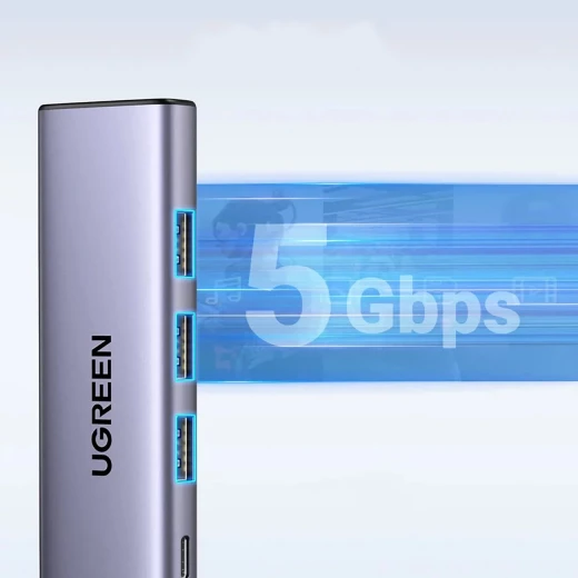 محول يو جرين 5 في 1 من النوع سي، منفذ HDMI 4K، يو اس بي 3.0، شحن PD بقوة 100 واط - Image 6