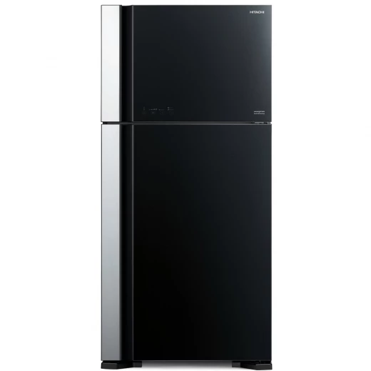 ثلاجة هيتاشي R-VG800PJ7 بفريزر علوي 550 لتر زجاج أسود، تبريد بمروحتين ثلاجة هيتاشي R-VG800PJ7 بفريزر علوي 550 لتر زجاج أسود، تبريد بمروحتين