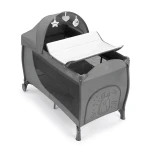 CAM Daily Plus Baby Cot Crib Grey – Portable Travel Cot with Changing Table Canopy Plush Toys Mosquito Net and Comfortable Mattress - Daily Plus