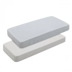 Cambrass Mini Windsord Crib Fitted Sheet Set of 2, 60x120x17 cm, Grey, Egyptian Cotton