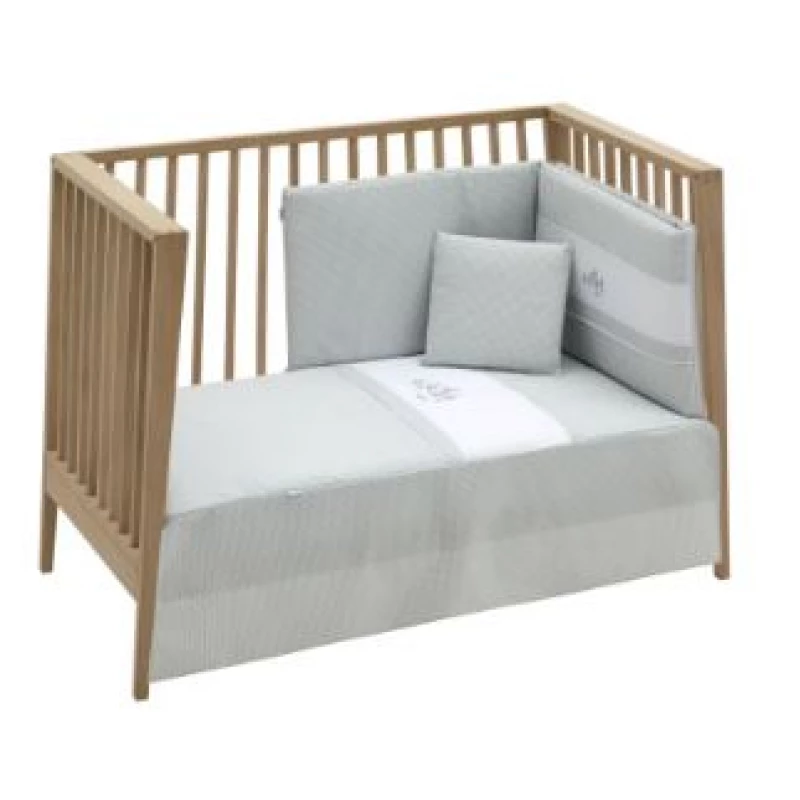 Cambrass Windsor Mint Mini Crib Comforter and Bumper Set for 60 cm Cribs: Soft and Breathable Nursery Bedding - Cambrass