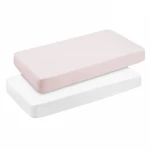 Cambrass Soft Pink Fitted Crib Sheets Pack of 2, 60x120cm, Breathable Cotton for Baby's Delicate Skin, Easy Care, Machine Washable, Designed in Spain - Cambrass