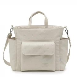 Cambrass Spring Diaper Bag Cream Color with Multiple Compartments and Spacious Interior 16x43x37 cm for Baby Essentials and Convenient Organization
