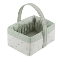 Cambrass ARDI Green Layette Basket 22.5x29x29 cm, Padded, for Baby Toiletry Items