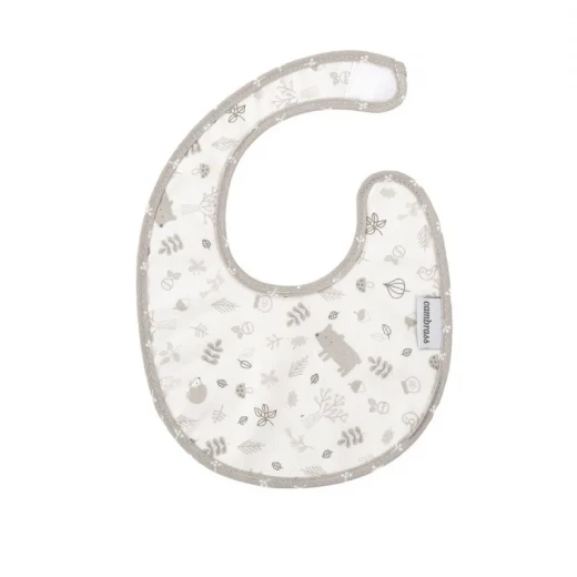 Cambrass Abete Beige Round Velcro Baby Bib 16x19x1 cm, 100% Cotton, Spain
