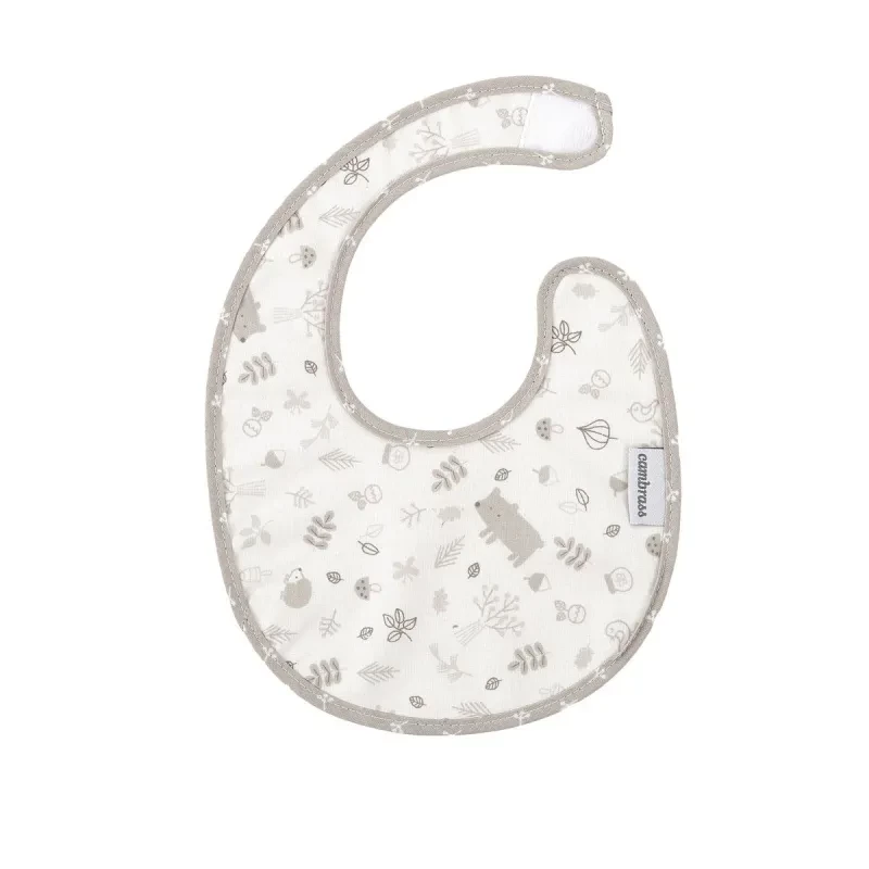 Cambrass Abete Beige Round Velcro Baby Bib 16x19x1 cm, 100% Cotton, Spain - Cambrass