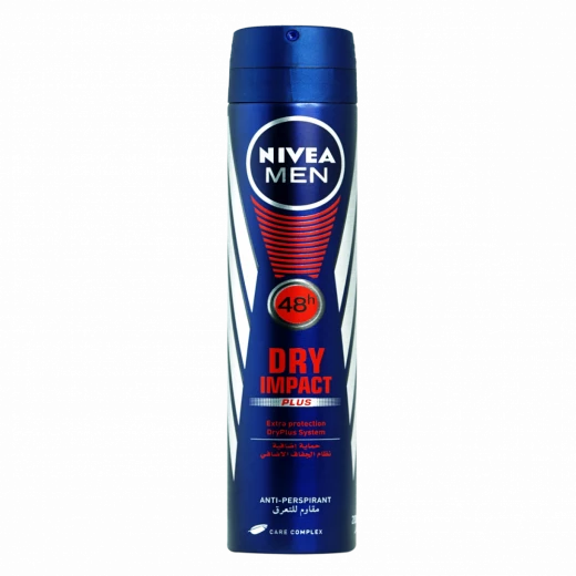 Nivea Men Extra Dry System Body Spray 200ml - 72H Sweat & Odor Protection, Long-Lasting Freshness, Quick-Dry, Gentle on Skin