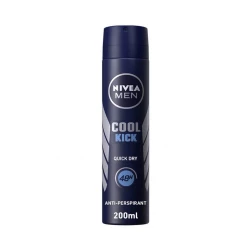 Nivea Men Cool Kick Deodorant Spray 200ml - 48H Protection, Long-Lasting Freshness, Quick-Dry Formula, Cool Sensation