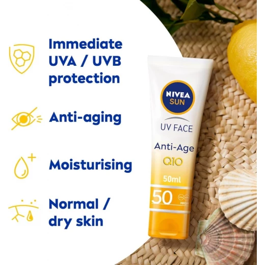 واقي شمس نيفيا للوجه ضد الشيخوخة Q10 SPF 50 - 50 مل - نيفيا - Image 2