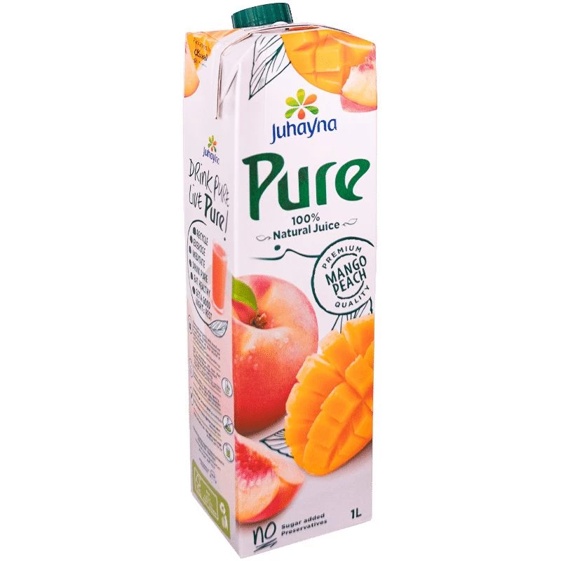 Juhayna Pure Peach & Mango Juice 1L - Refreshing & Natural Beverage - Juhayna