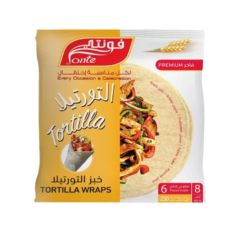 خبز تورتيلا فونتي 6 قطع 250 جرام - لذيذ ومتعدد الاستخدامات - فونتي