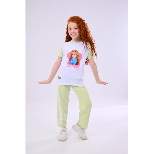 Zaitoon Hayati Girl's Pajama Set - White & Green - 2 Years - Soft Cotton - Zaitoon - Image 2