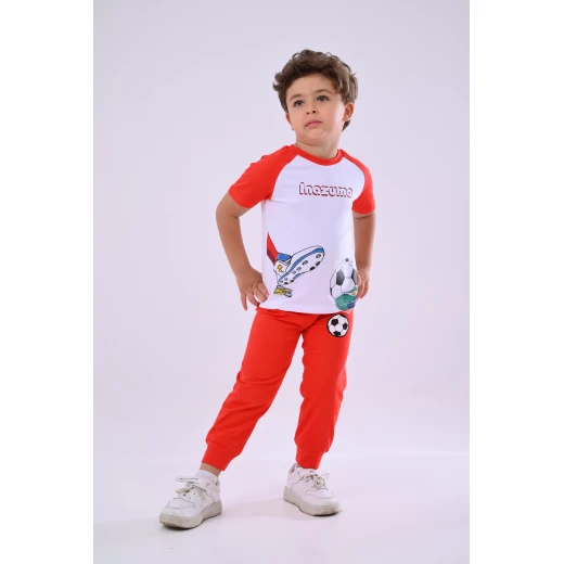 طقم بيجاما أبطال الكرة - أبيض وأحمر - 12 سنة من زيتون - زيتون - Image 2