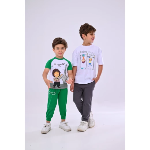 طقم كودو ومودو للأولاد قطعتين - 10 سنوات - مرح ولعب من زيتون - زيتون - Image 3