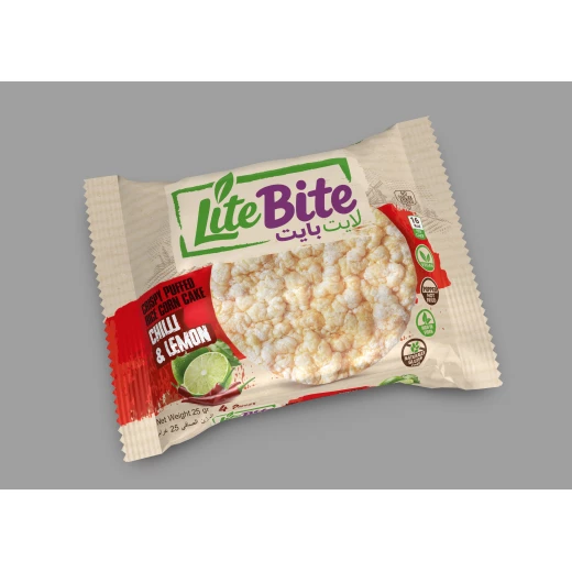 Lite Bite Rice Corn Cakes Chili Lemon Flavor - 3pcs x 36 Per Box - Healthy Crunchy Snack, Gluten-Free, Spicy & Tangy Taste - Lite Bite - Image 3