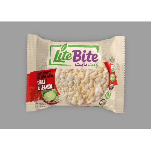 Lite Bite Rice Corn Cakes Chili Lemon Flavor - 3pcs x 36 Per Box - Healthy Crunchy Snack, Gluten-Free, Spicy & Tangy Taste - Lite Bite - Image 2