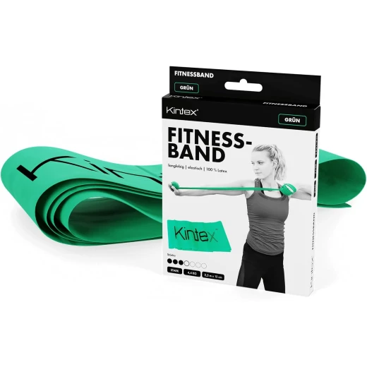 Kintex Fitness Resistance Band Green, Medium Level, 0.9–4.4 kg Resistance, 2.5 m x 15 cm, 100% Natural Latex Exercise Band for Strength & Fitness