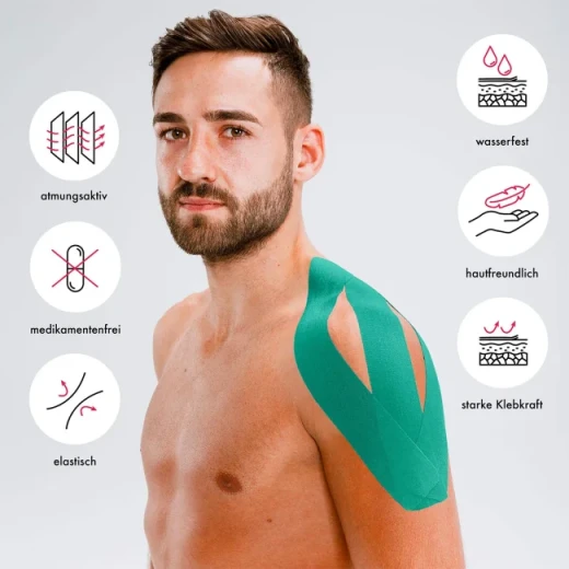 Kintex Kinesiology Sensitive Tape Green 5 cm x 5 m, Skin-Friendly Elastic Sports Tape for Sensitive Skin, Hypoallergenic Acrylic Adhesive, Latex-Free, Breathable & Water-Resistant - Kintex - Image 3