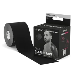 Kintex Classic Kinesiology Black Tape 5 cm x 5 m, Elastic Sports & Physiotherapy Tape, Skin-Friendly Hypoallergenic Acrylic Adhesive, Waterproof Muscle & Joint Support Tape