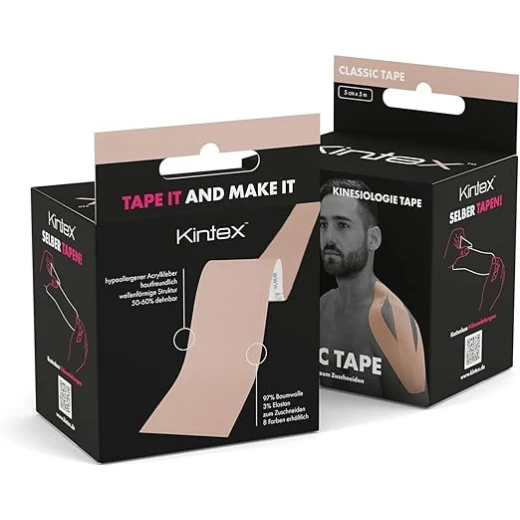 Kintex Classic Kinesiology Tape Beige 5 cm x 5 m, Elastic Sports & Physiotherapy Tape, Skin-Friendly Hypoallergenic Acrylic Adhesive, Waterproof Muscle & Joint Support Tape - Kintex - Image 3