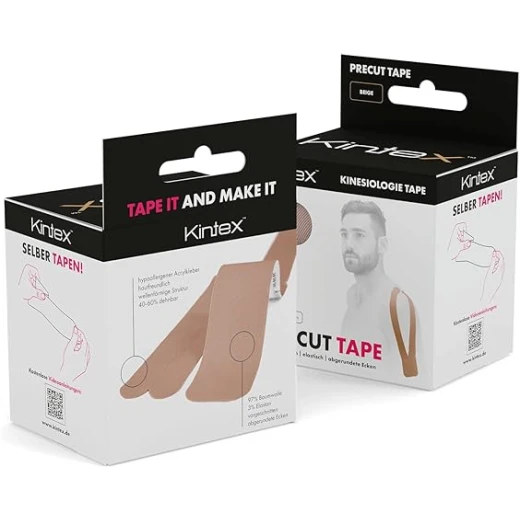 Kintex Kinesiology Precut Tape Beige, 20 Pre-Cut Strips 25 x 5 cm, Elastic Sports & Physiotherapy Tape, Hypoallergenic Acrylic Adhesive, Ready-to-Use Muscle & Joint Tape - Kintex - Image 2