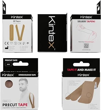 Kintex Kinesiology Precut Tape Beige, 20 Pre-Cut Strips 25 x 5 cm, Elastic Sports & Physiotherapy Tape, Hypoallergenic Acrylic Adhesive, Ready-to-Use Muscle & Joint Tape - Kintex - Image 3