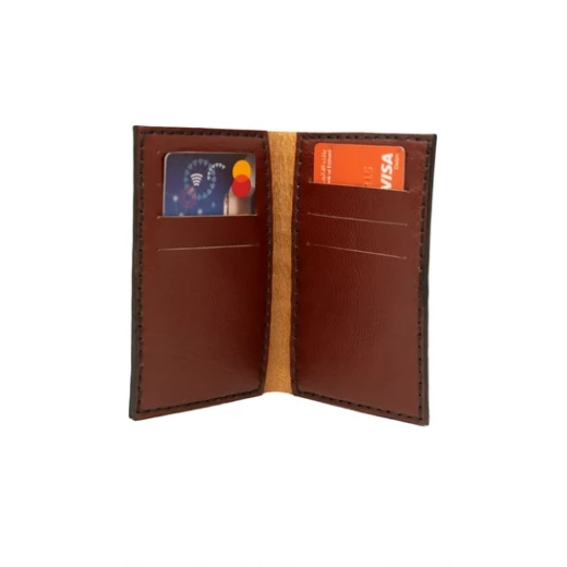 Red Bifold Leather Card Wallet with Printed Drawings - Image 2