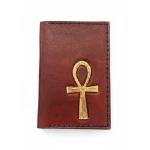 Red Bifold Leather Card Wallet with Printed Drawings