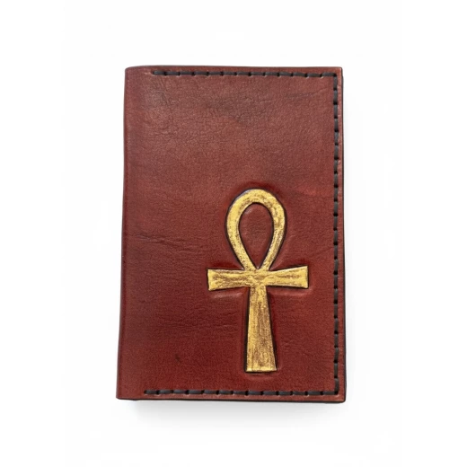 Red Bifold Leather Card Wallet with Printed Drawings Red Bifold Leather Card Wallet with Printed Drawings