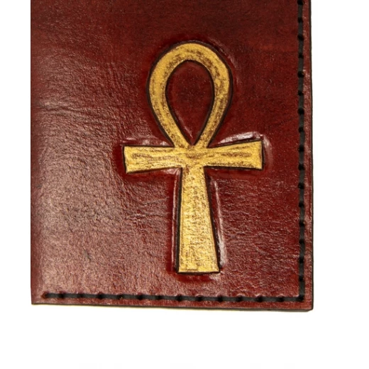 Red Bifold Leather Card Wallet with Printed Drawings - Image 3