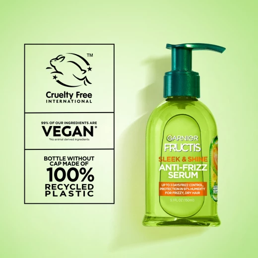 Garnier Fructis Sleek & Shine Anti-Frizz Serum 150ml, lightweight formula nourishes hair for smoothness and shine, reduces frizz and flyaways, improves manageability and provides long-lasting humidity protection - Garnier - Image 3