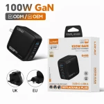 شاحن لدينو فائق السرعة بتقنية GaN بقوة 100 واط، مزود بـ 4 منافذ USB (1A3C) - إل دي إن آي أو
