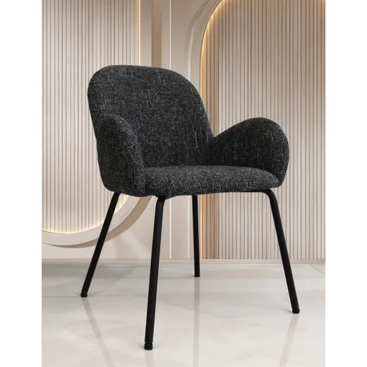 Stylish and Comfortable Fabric Chair – Black Powder-Coated Legs – Dimensions: 58×48×83 cm, Seat Height 45 cm - Lachaise - Image 4