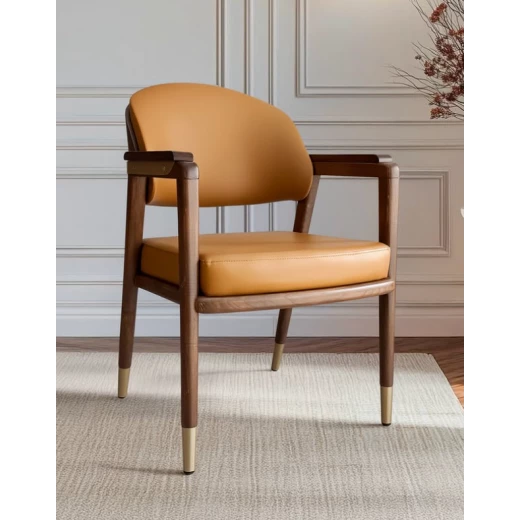 Wood and leather side chair from La Chaise Wood and leather side chair from La Chaise