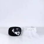 Handmade crochet wedding favor set - black and white