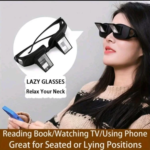نظارات  عاكسة للقراءة ومشاهدة التلفاز بوضعية الاستلقاء - تصميم مريح لحماية الرقبة.