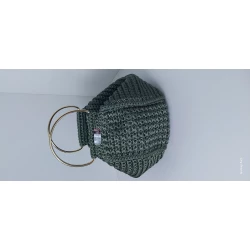 حقيبة كروشيه يدوية باللون الزيتي الملكي - (25×20×10 سم)