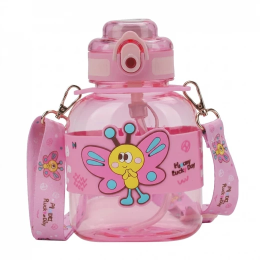 UZSPACE Kids Plastic Water Bottle with Long Handle with a 650 ml Capacity in Candy Powder color - Uzspace - Image 2