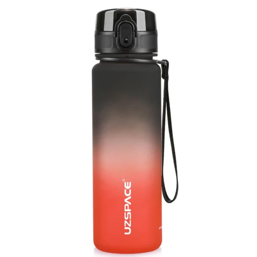 UZSPACE Sports Plastic Water Bottle 500 ml Black and Red, One Piece UZSPACE Sports Plastic Water Bottle 500 ml Black and Red, One Piece