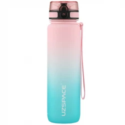 UZSPACE Sports Plastic Water Bottle 1000 ml Pink and Cyan, One Piece